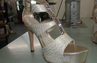 Platform sandal with Swarovski beading